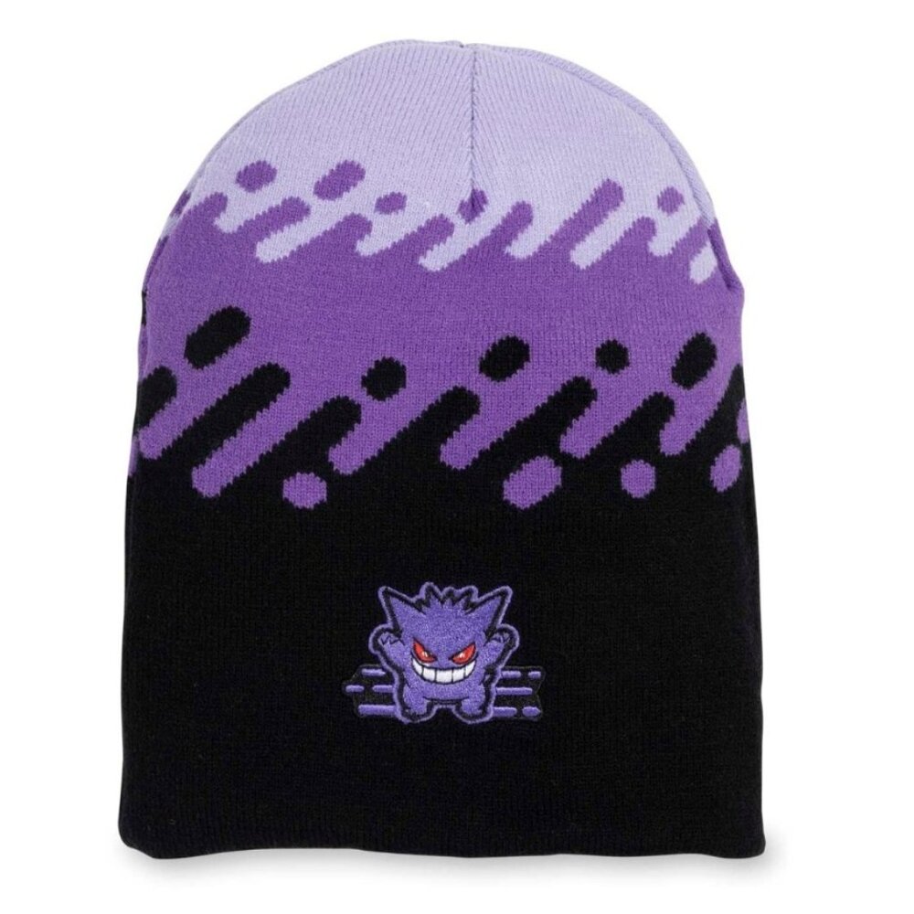 Gengar Reversible Knit Beanie Hat Purple Black Pokémon Winter Cap